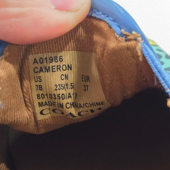Coach Cameron Blue Green Yellow Floral Canvas Casual Slip-On Sneakers Size 7 - Picture 10 of 10